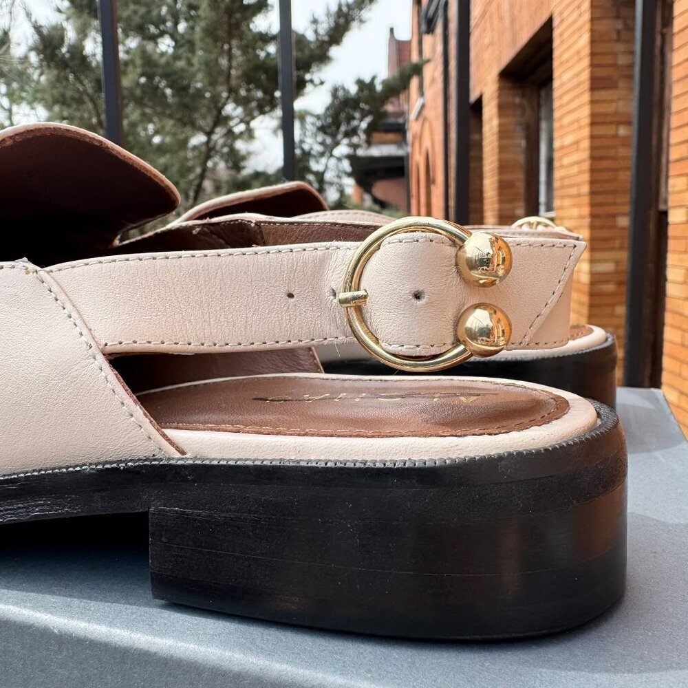 ALOHAS Abe Slingback Leather Slingback Loafers ream Gold Womens 8.5 / 39 - Picture 9 of 16